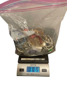 3 lbs 6.1 oz Craft Jewelry Lot Rhinestones Chains Beaded Repair Repurpose Resell